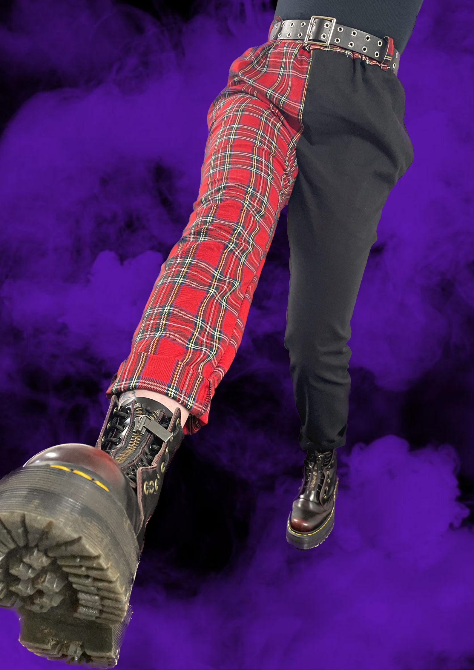 Purple and 2024 black plaid pants